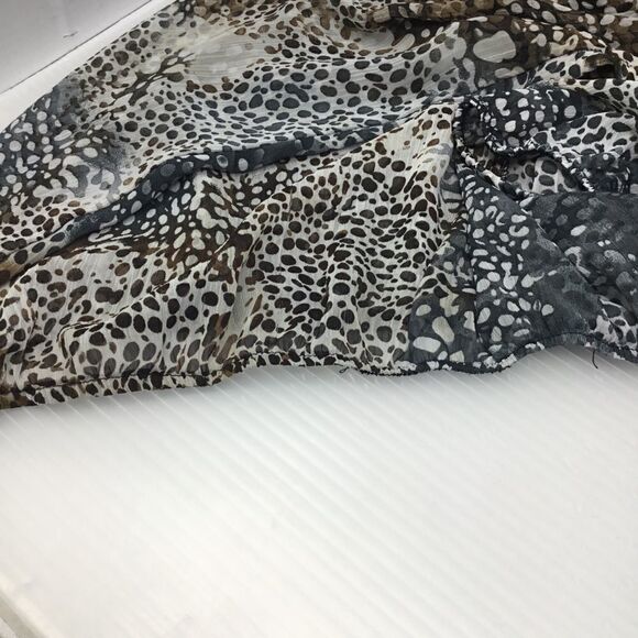 Animal Print Sheer Tie Neck Blouse (B15) - Picture 6 of 8